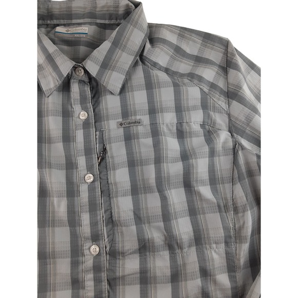 Columbia Mens Gray Blue Plaid Vented Button Down Shirt Outdoors XXL 2XL - Picture 2 of 10